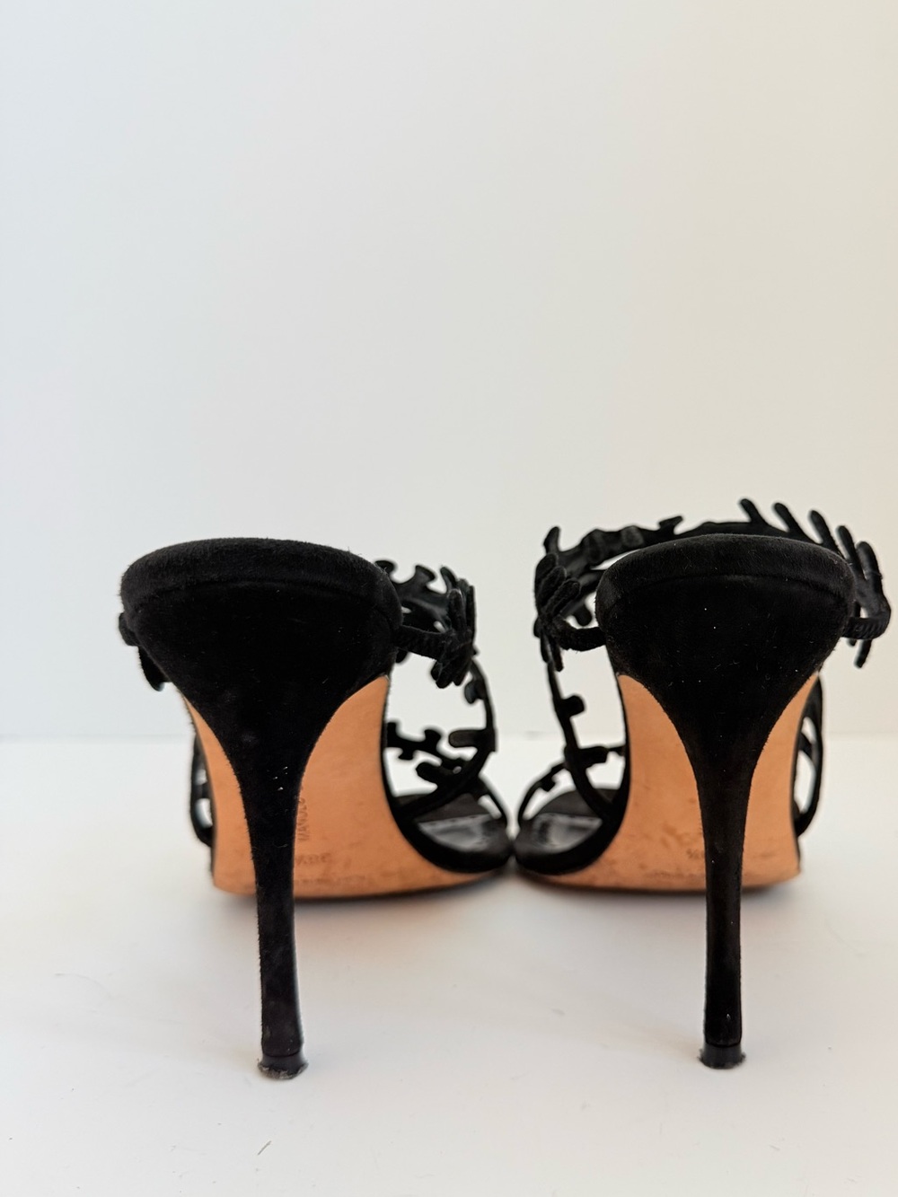 Vintage Manolo Blahnik Black Suede Coral Branch Heels 38.5 Rare Y2K Archival - Picture 6 of 9